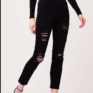 DL1961 DAVIS GIRLFRIEND DISTRESSED BLACK JEANS